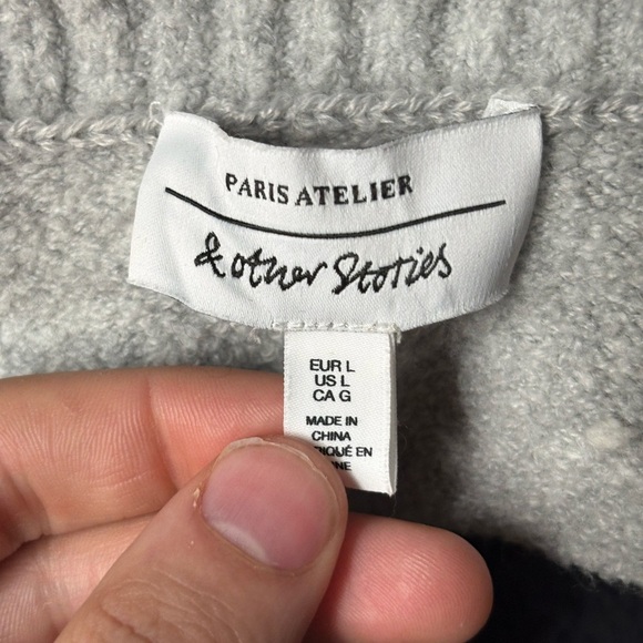 And Other Stories Turtle Neck Pullover Acrylic Grey Winter Sweater Size Large - Picture 2 of 15